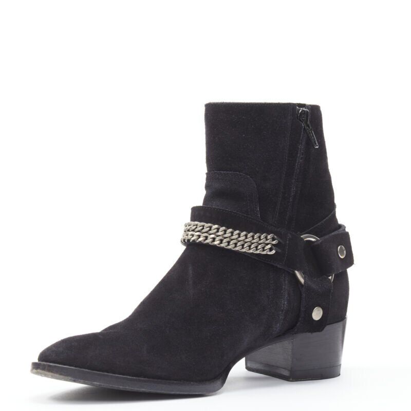 Women's Saint Laurent Wyatt Suede Chain Boots