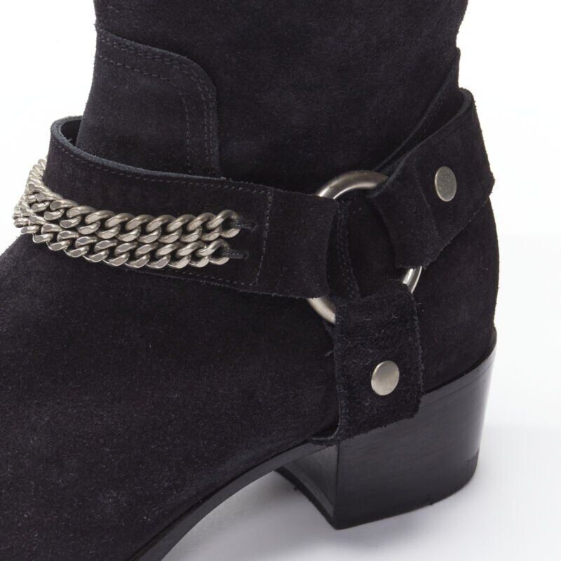 Women's Saint Laurent Wyatt Suede Chain Boots