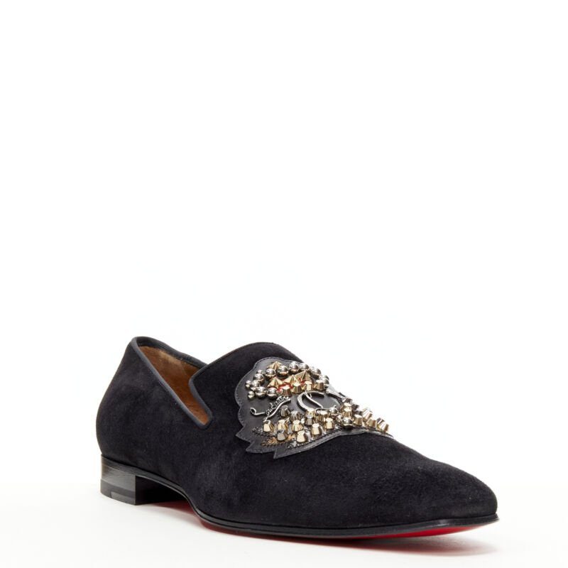 Men's Christian Louboutin Suede Studded Loafers