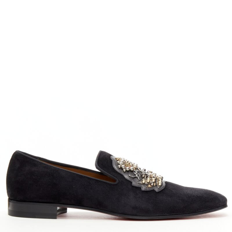 Men's Christian Louboutin Suede Studded Loafers