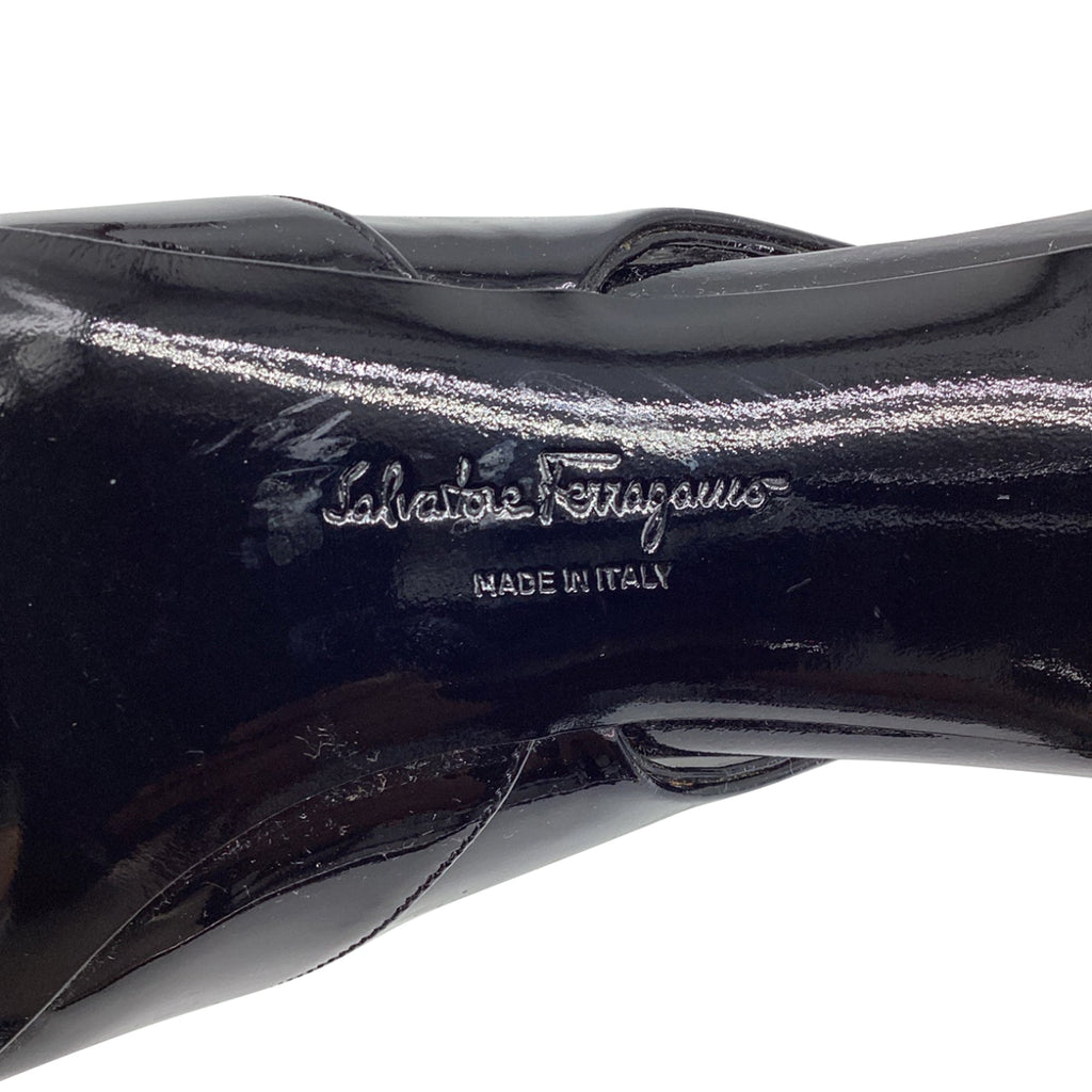 Women's Salvatore Ferragamo Ankle-Strap Pump with Transparent PVC Detail in Black Patent Leather