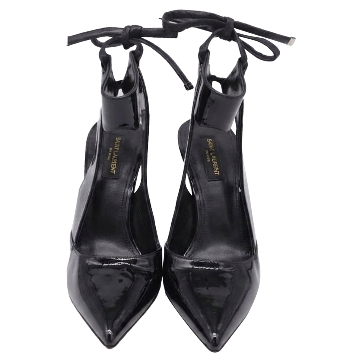 Women's Salvatore Ferragamo Ankle-Strap Pump with Transparent PVC Detail in Black Patent Leather