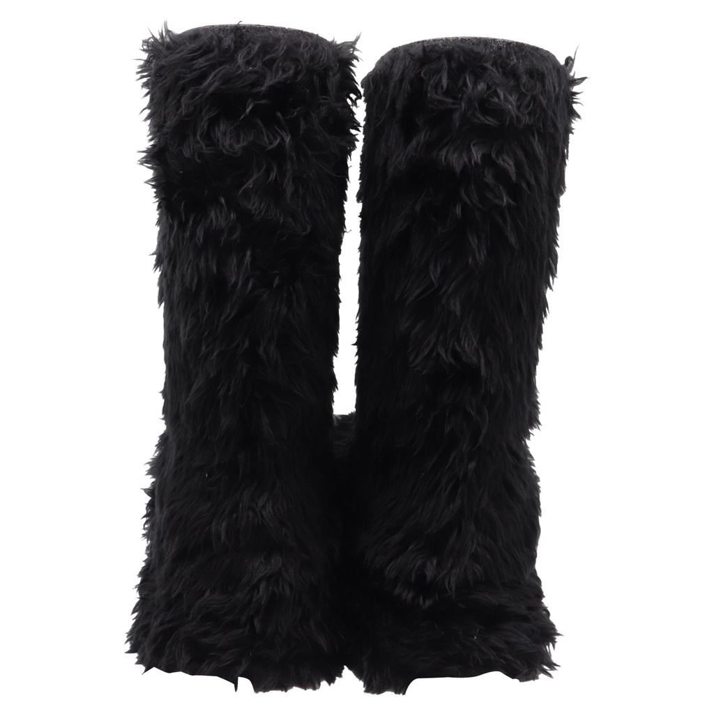 Men's Balenciaga + Crocs™ Platform Boots in Black Faux Fur and Rubber