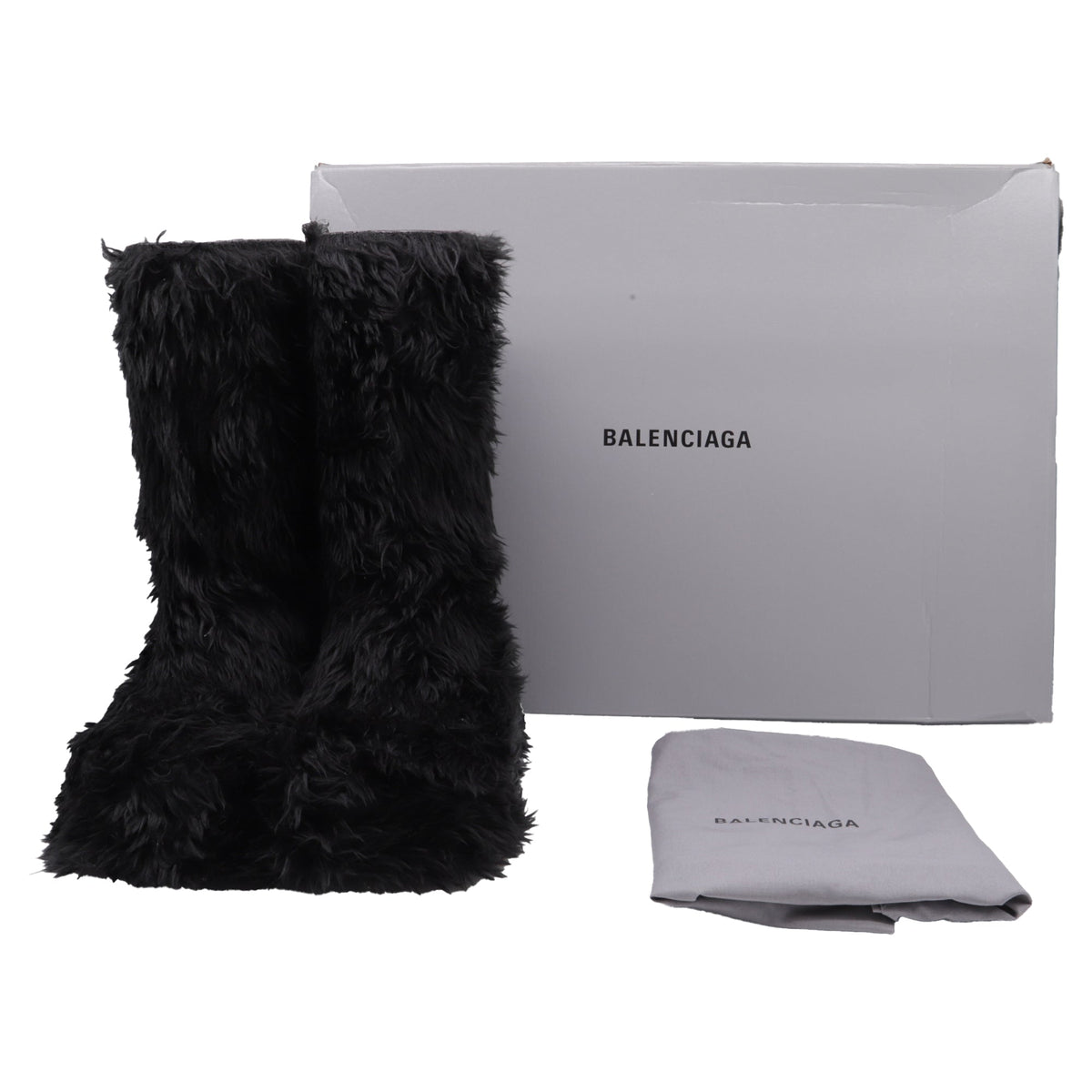 Men's Balenciaga + Crocs™ Platform Boots in Black Faux Fur and Rubber