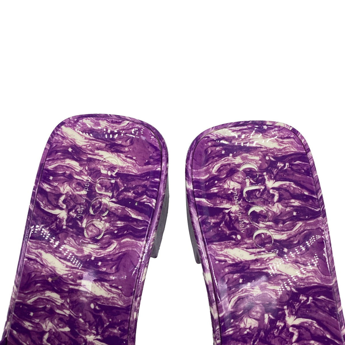 Women's Gucci Logo Slides in Purple Rubber