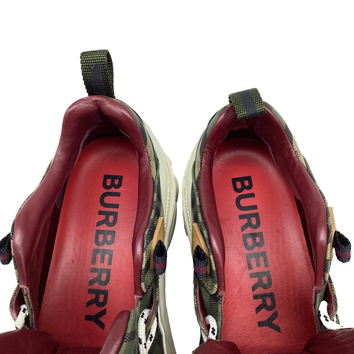 Women's Burberry Arthur Check Sneakers in Military Green Cotton