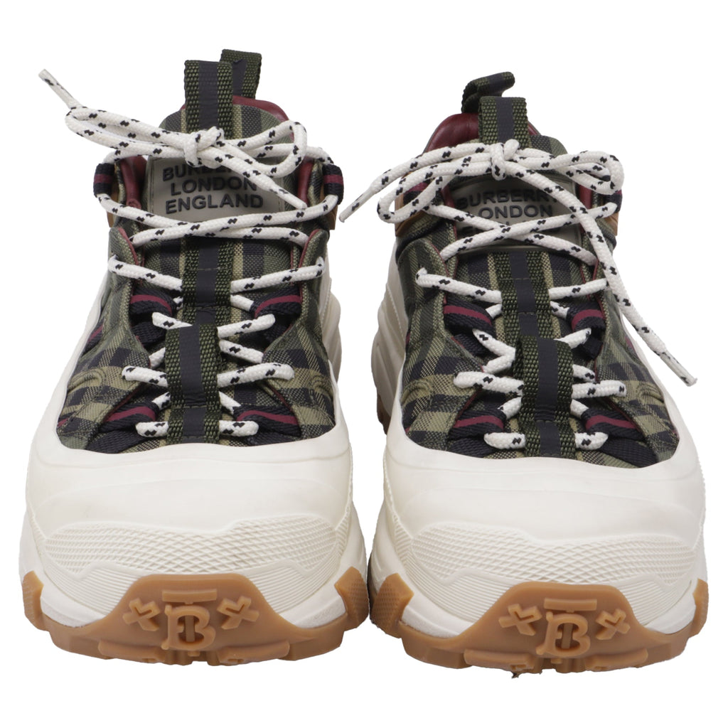 Women's Burberry Arthur Check Sneakers in Military Green Cotton
