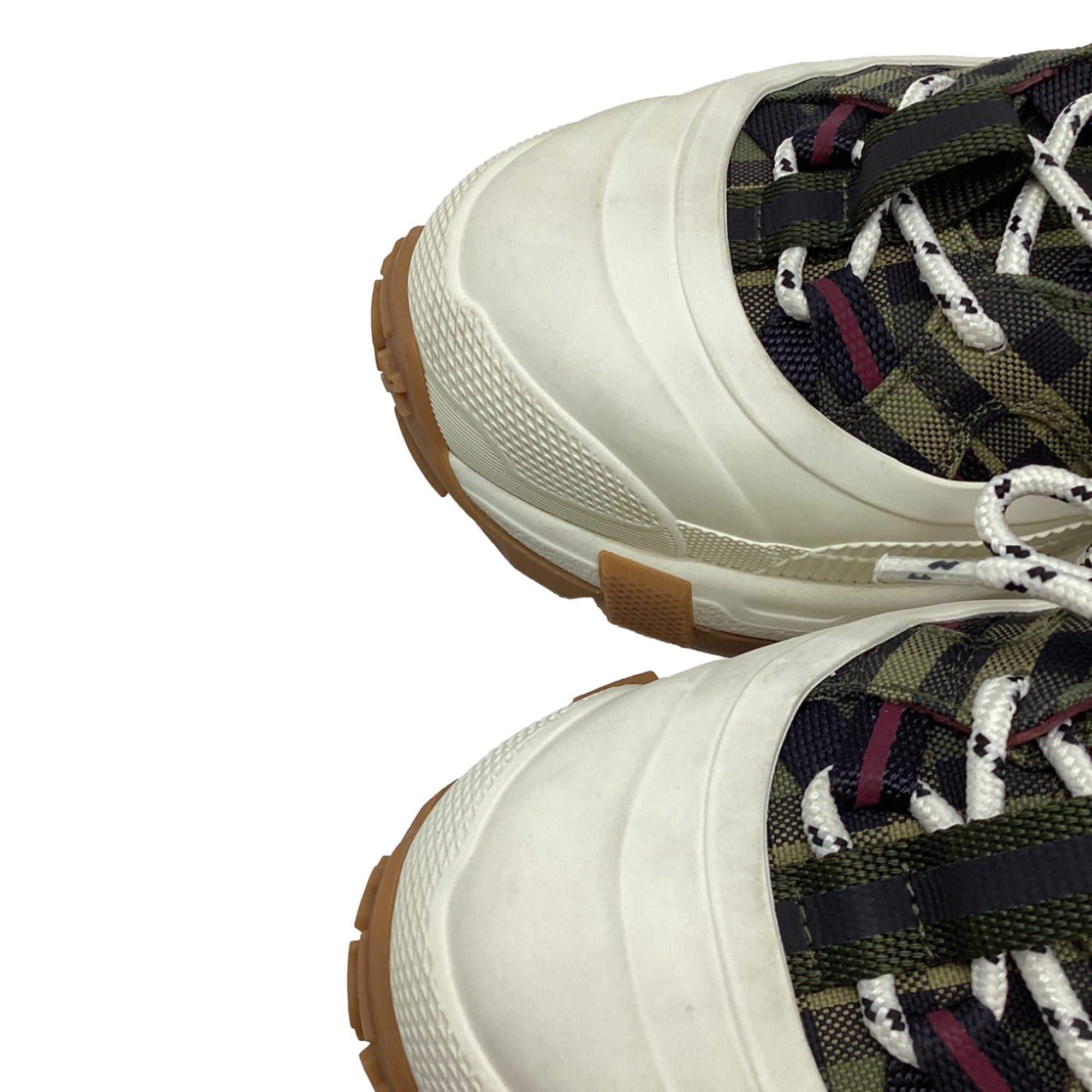 Women's Burberry Arthur Check Sneakers in Military Green Cotton