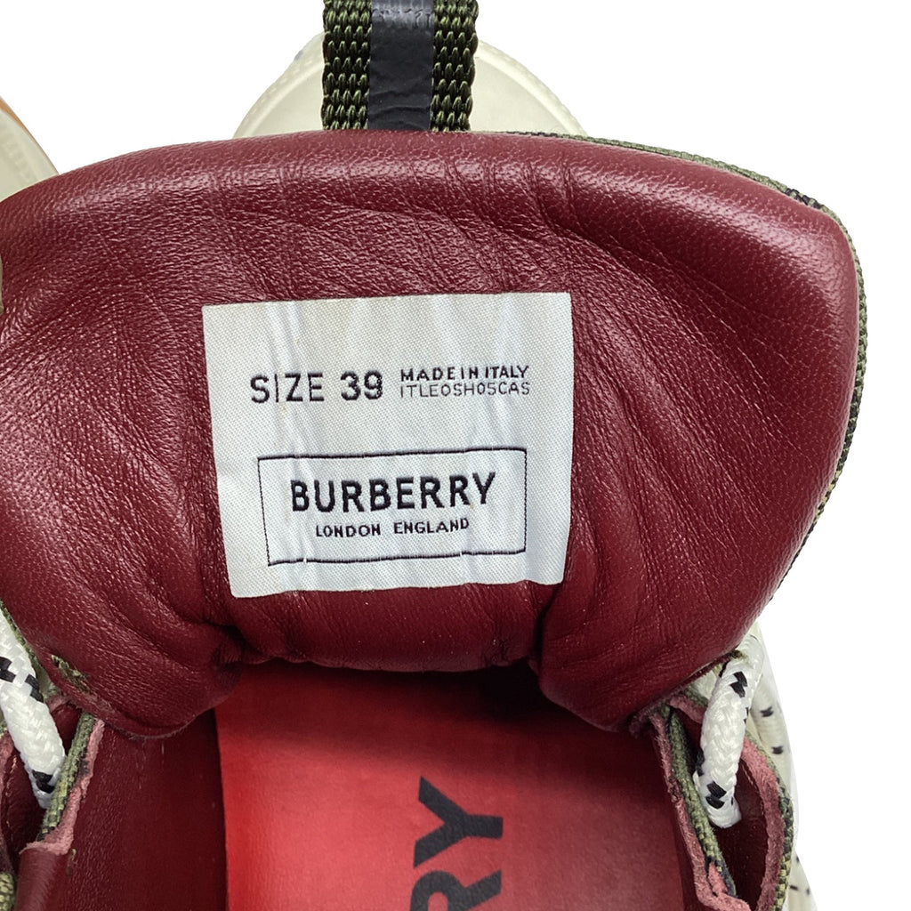 Women's Burberry Arthur Check Sneakers in Military Green Cotton