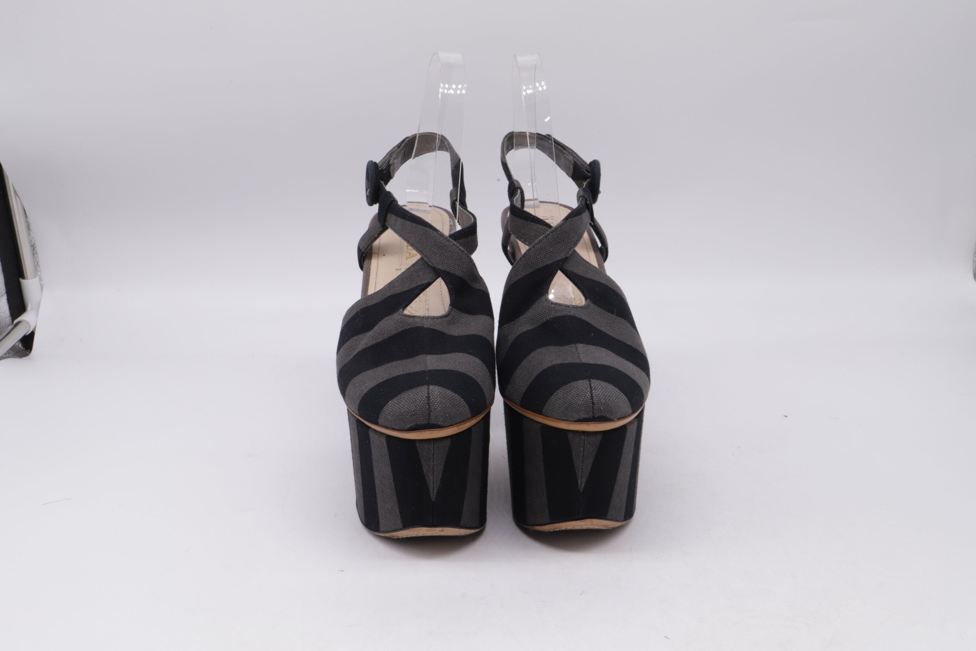 Women's Prada Platform Sandals in Multicolor Canvas