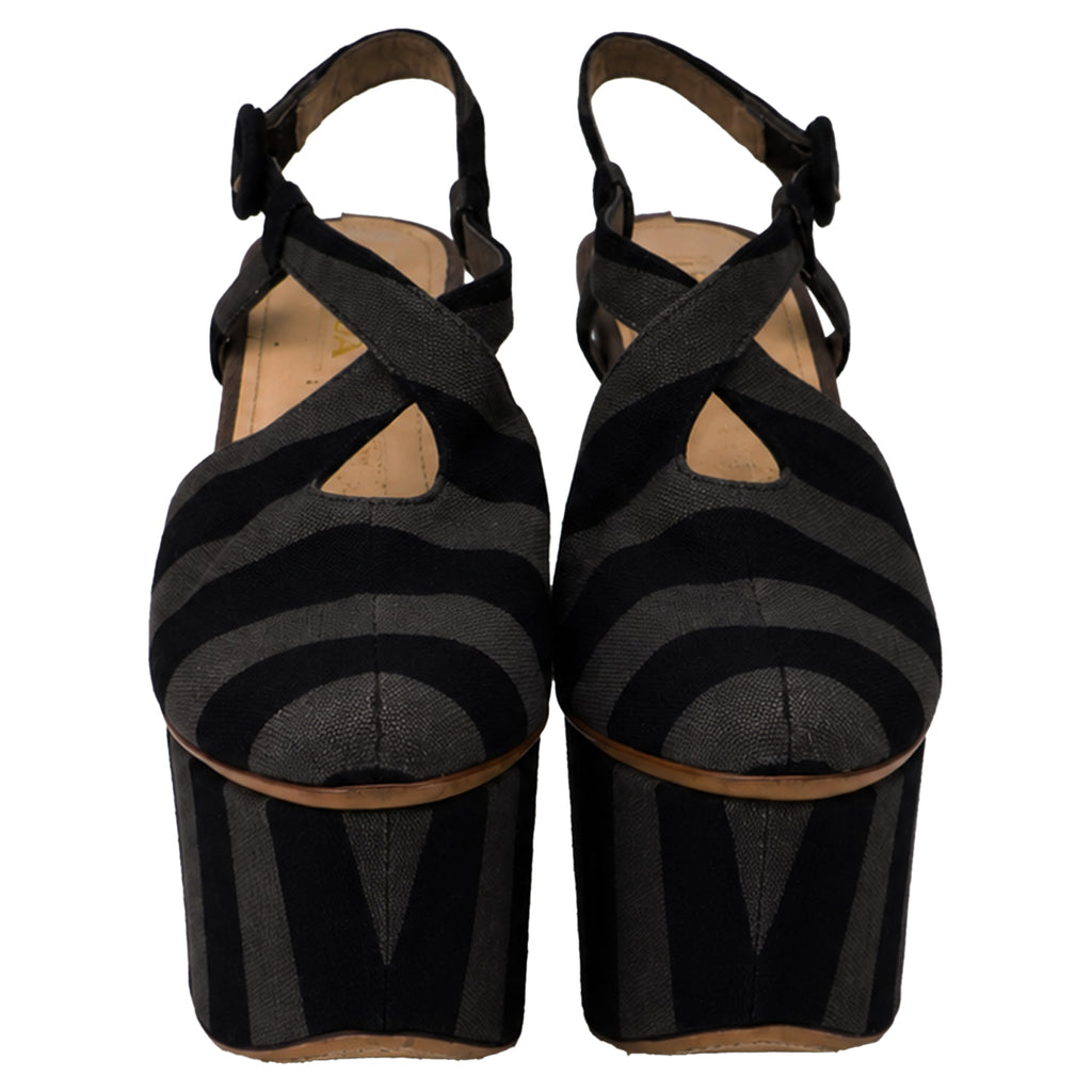 Women's Prada Platform Sandals in Multicolor Canvas