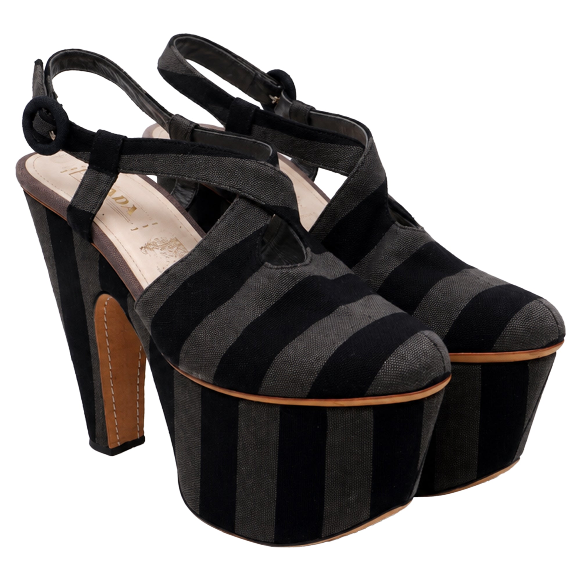 Women's Prada Platform Sandals in Multicolor Canvas