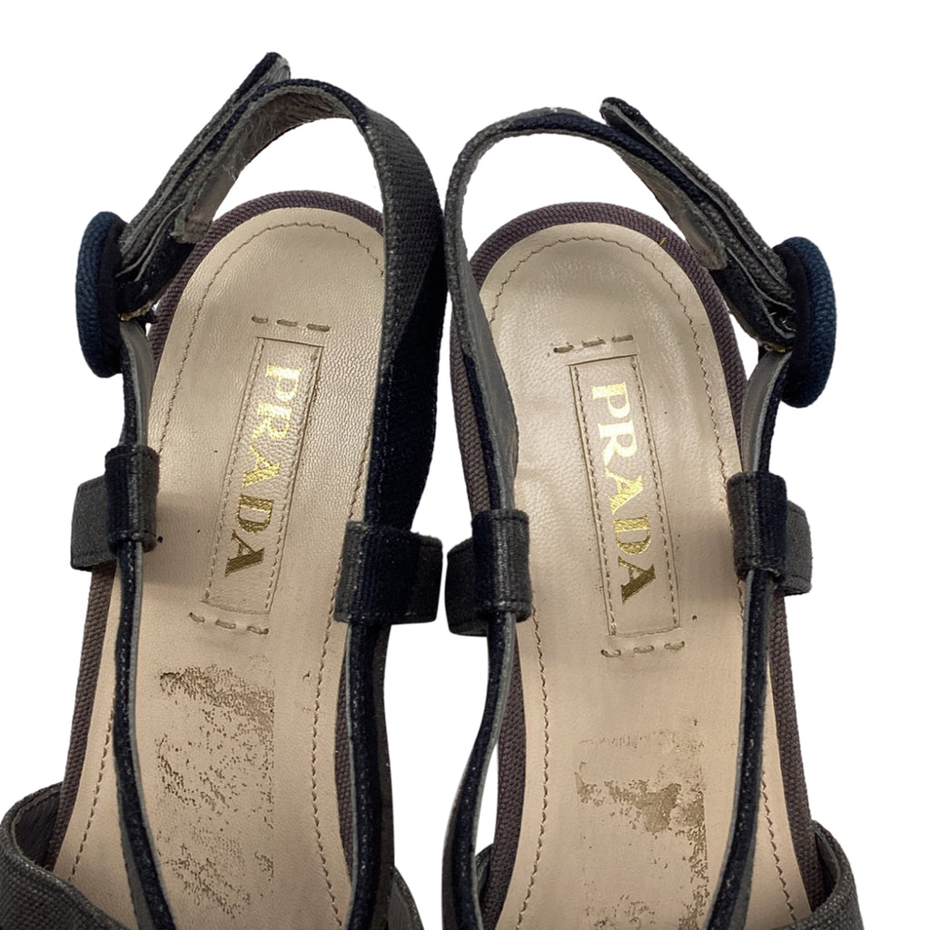 Women's Prada Platform Sandals in Multicolor Canvas
