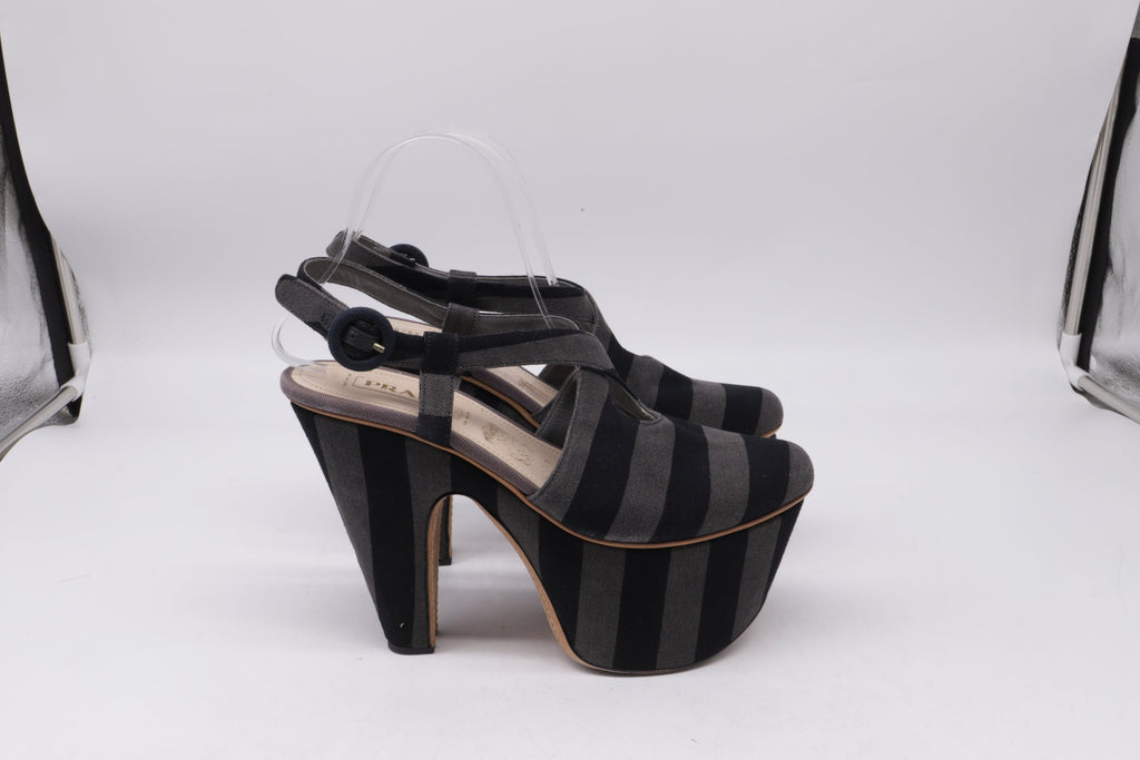 Women's Prada Platform Sandals in Multicolor Canvas