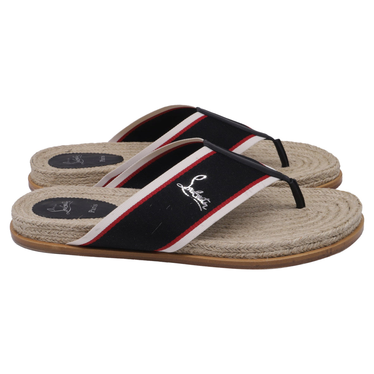 Men's  Christian Louboutin Hot Flip Slides in Multicolor Jute