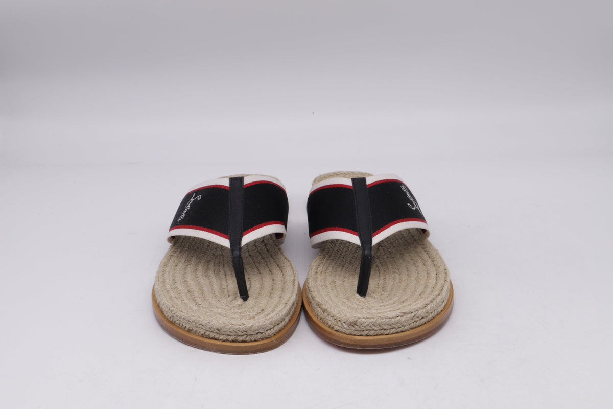 Men's  Christian Louboutin Hot Flip Slides in Multicolor Jute