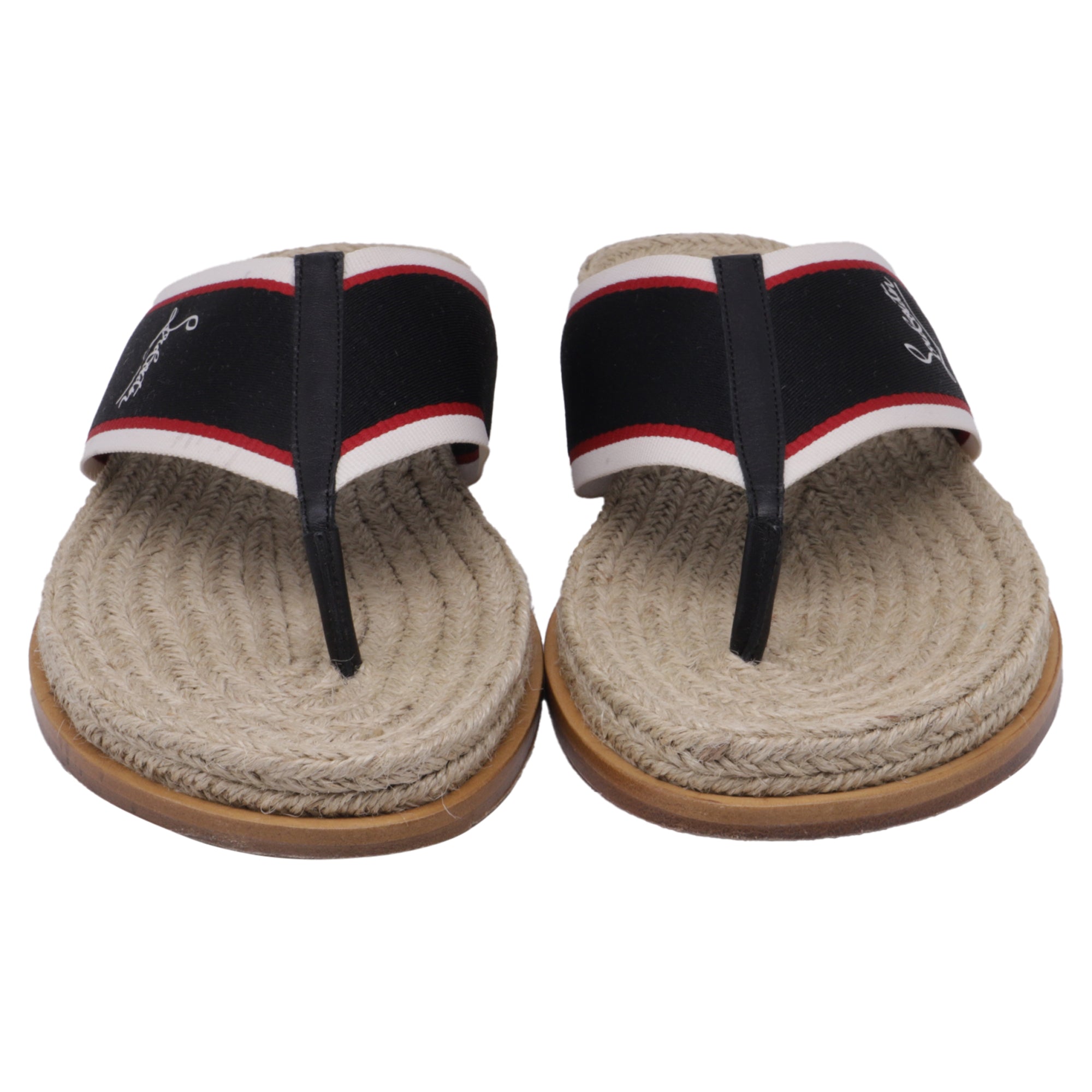 Men's  Christian Louboutin Hot Flip Slides in Multicolor Jute