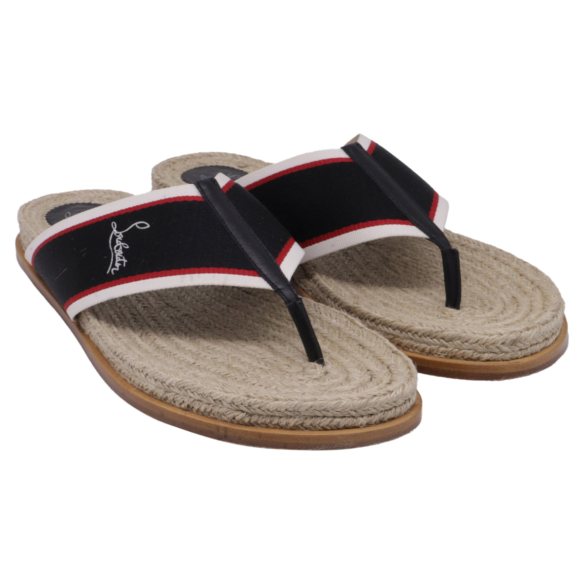 Men's  Christian Louboutin Hot Flip Slides in Multicolor Jute