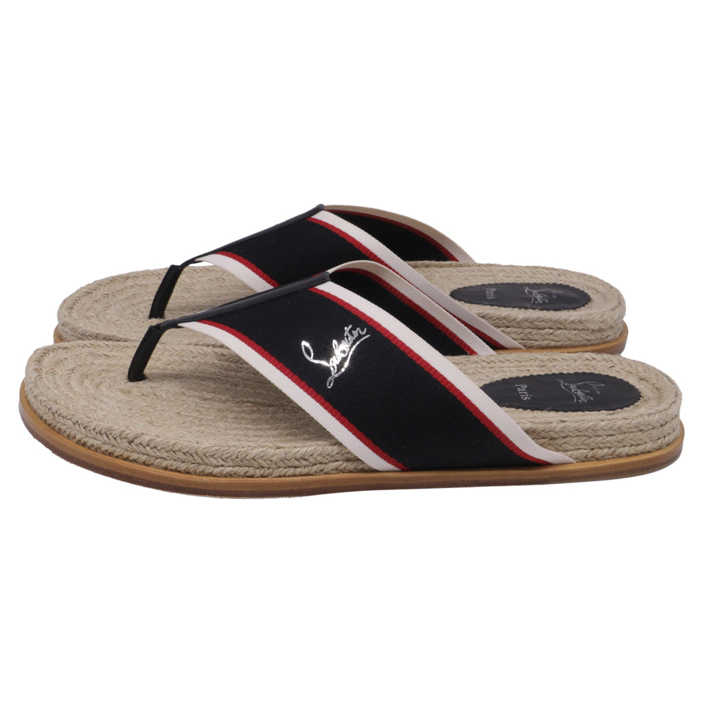 Men's  Christian Louboutin Hot Flip Slides in Multicolor Jute