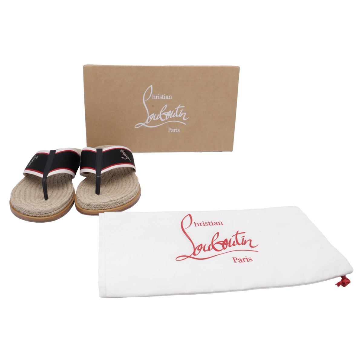 Men's  Christian Louboutin Hot Flip Slides in Multicolor Jute