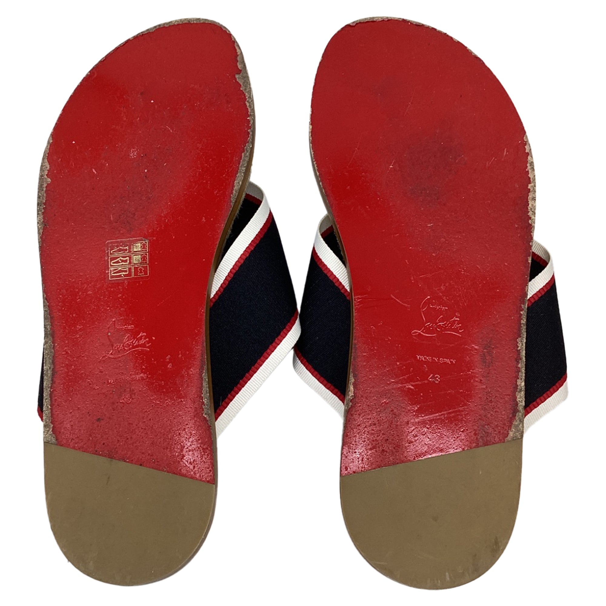 Men's  Christian Louboutin Hot Flip Slides in Multicolor Jute