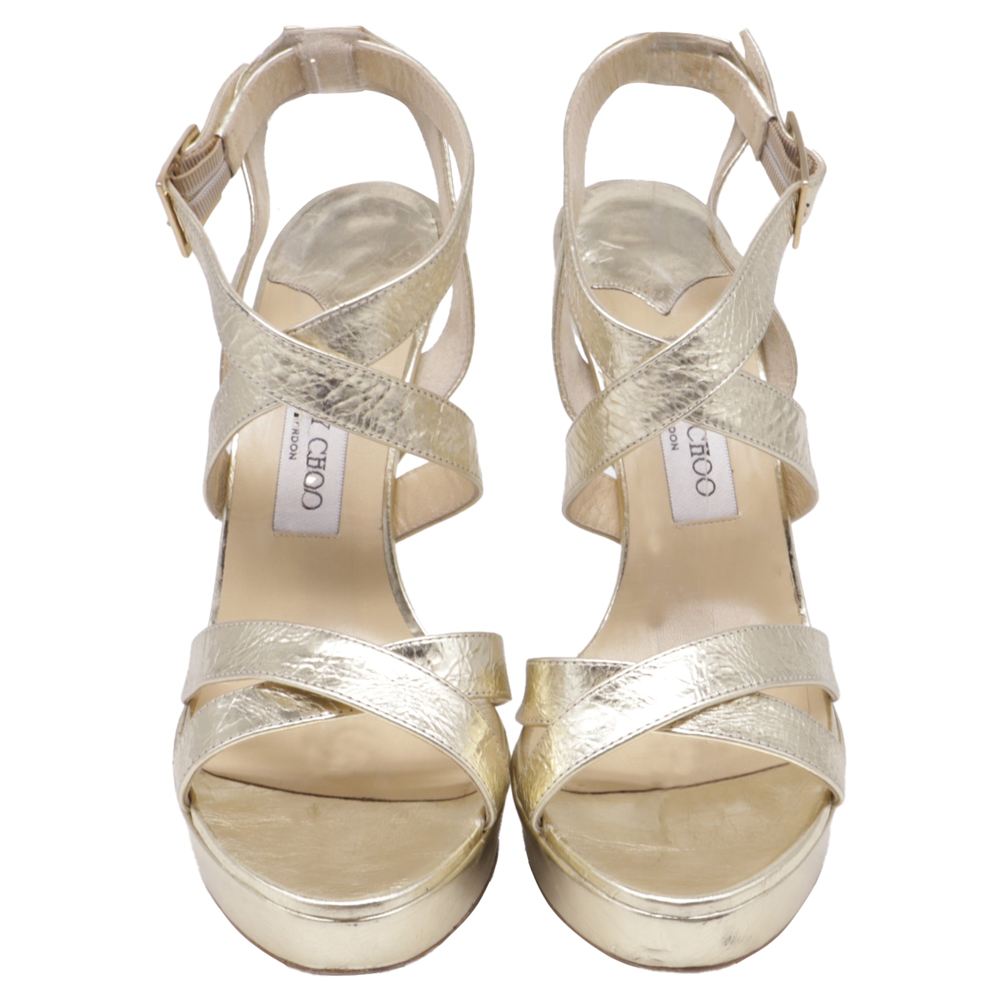Women's Jimmy Choo Strappy Sandals in Gold Leather