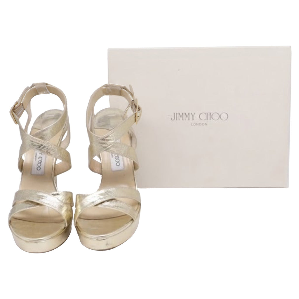 Women's Jimmy Choo Strappy Sandals in Gold Leather