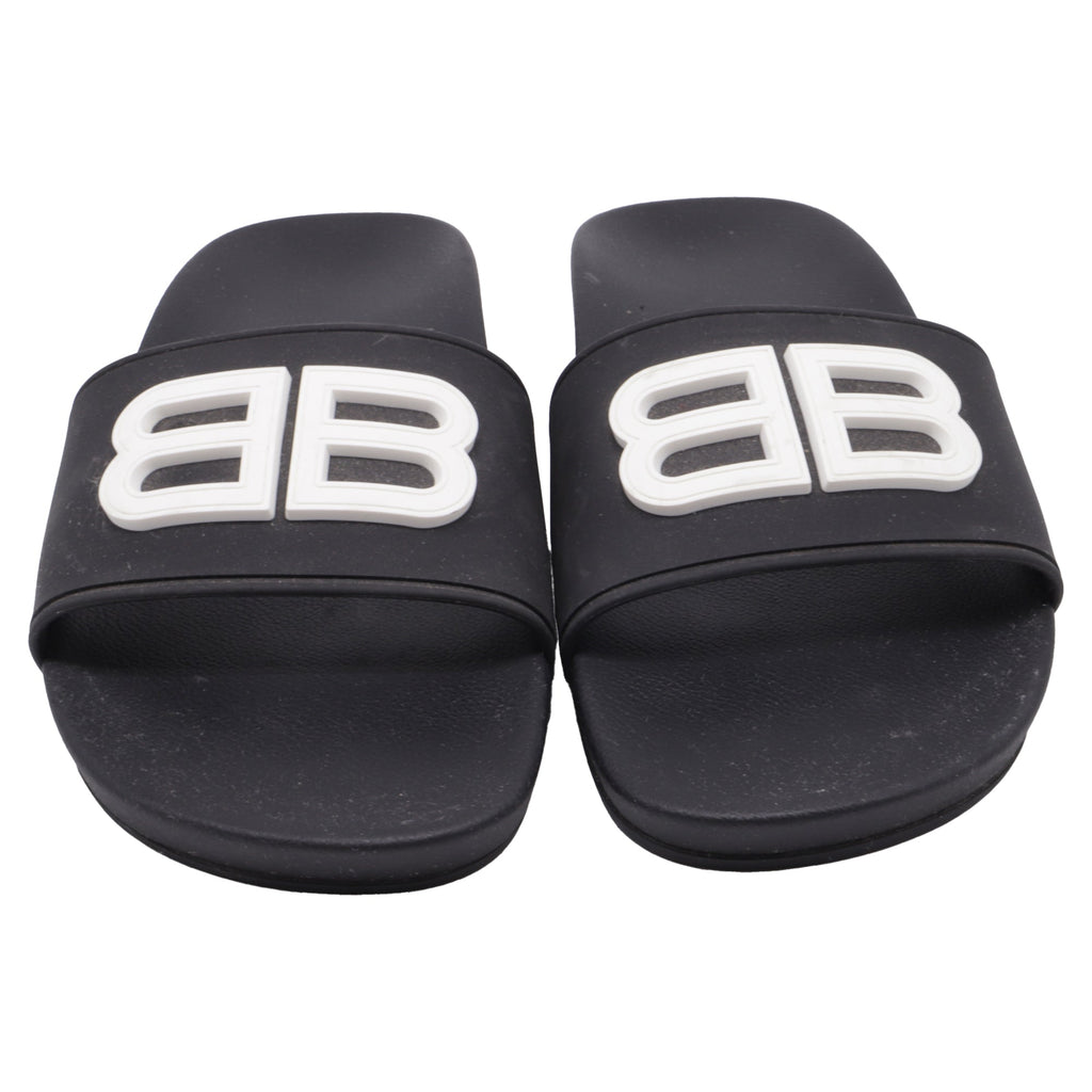 Women's Balenciaga BB Pool Clogs in Black Rubber