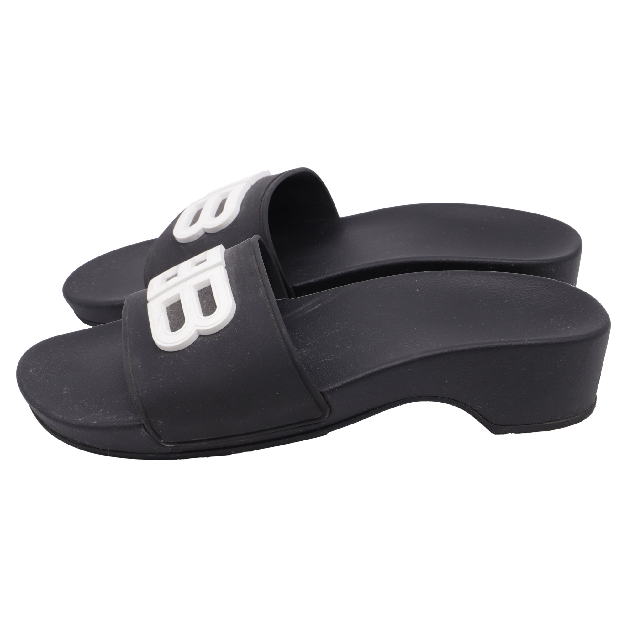 Women's Balenciaga BB Pool Clogs in Black Rubber