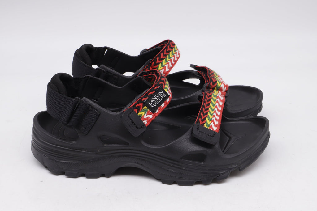 Women's Lanvin x Suicoke Wake Curb Sandals in Black Rubber