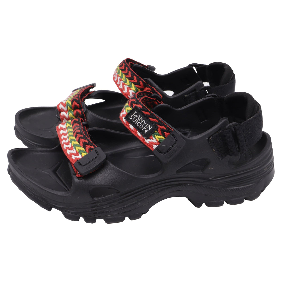 Women's Lanvin x Suicoke Wake Curb Sandals in Black Rubber