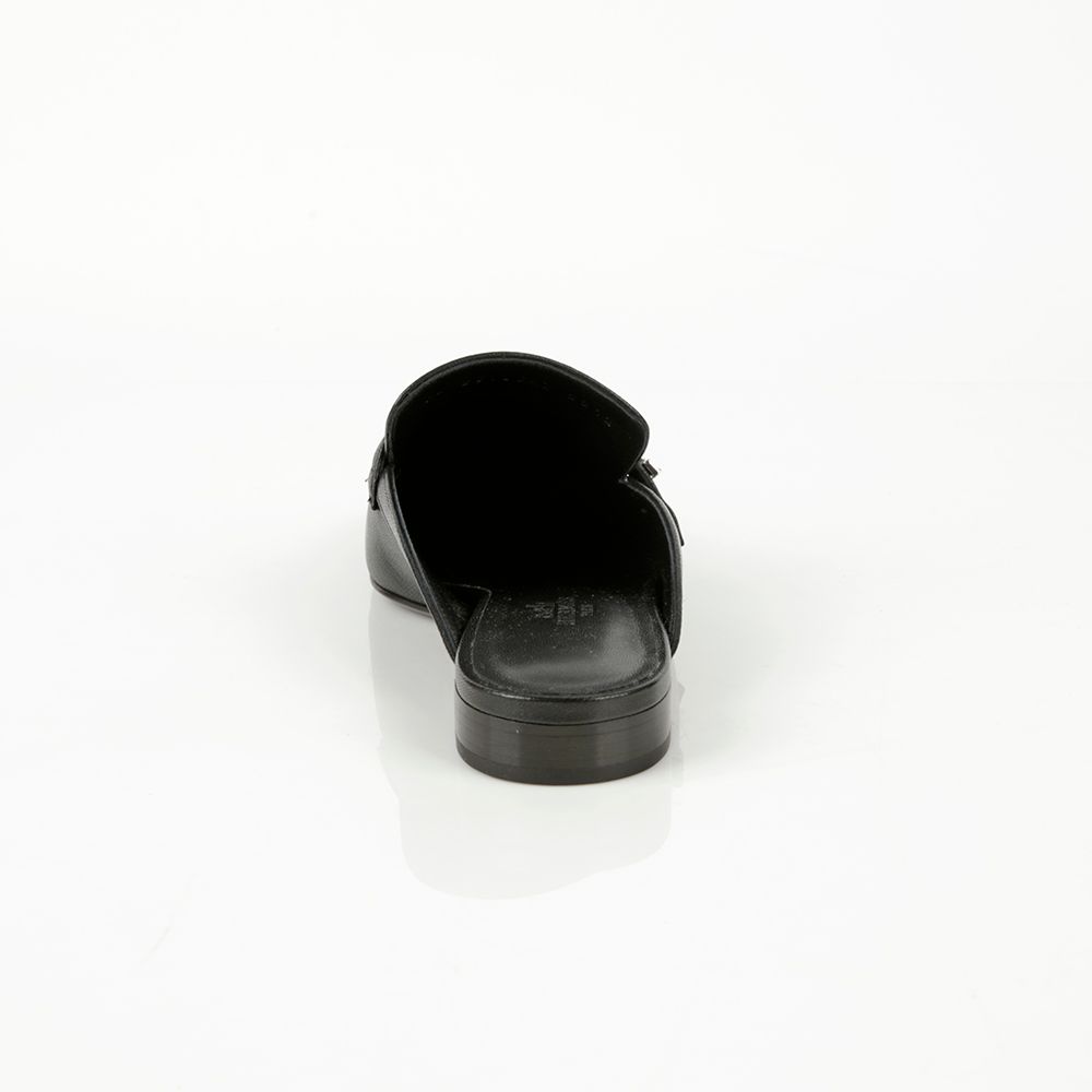 Women's Black Leather Groovy Mule Slippers