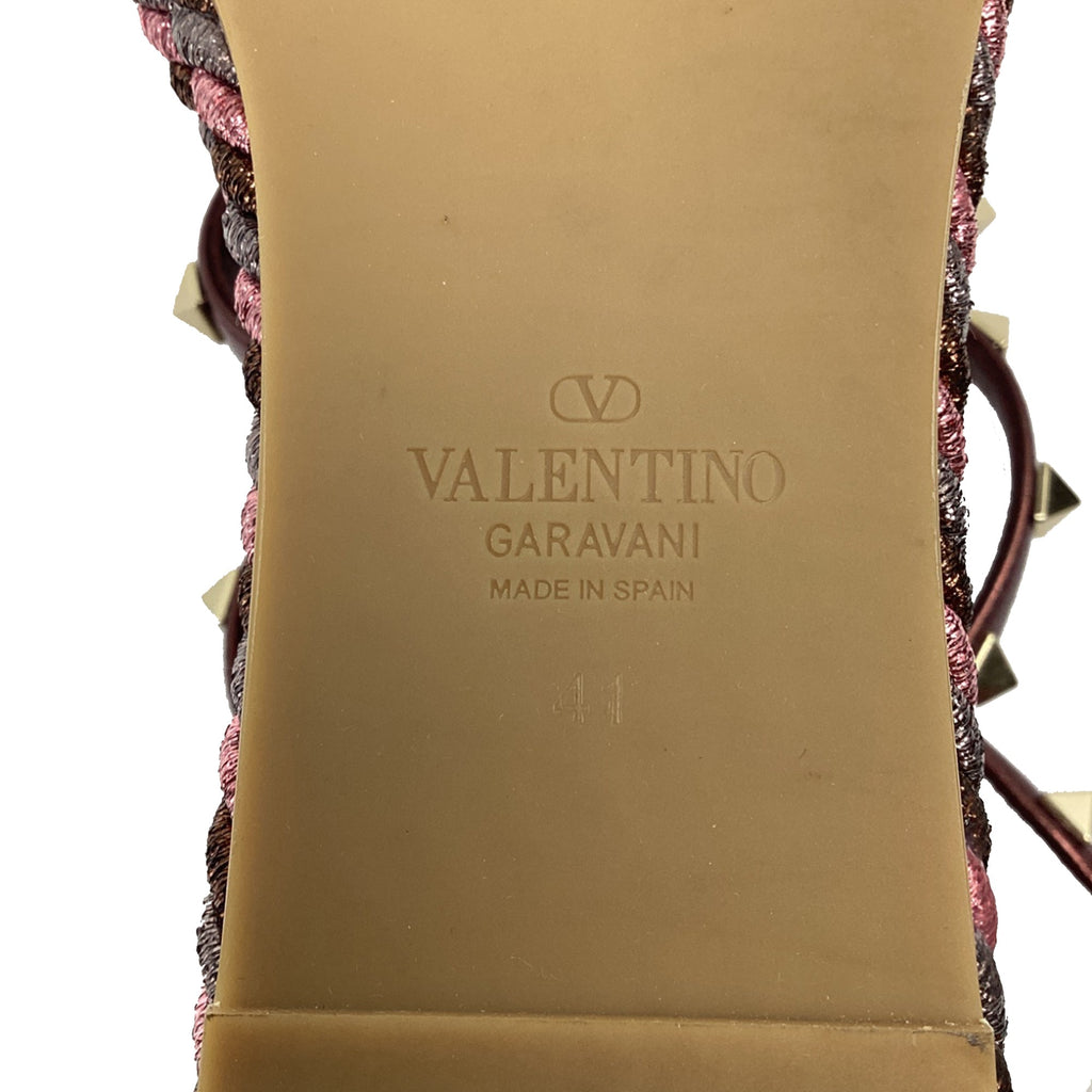 Women's Valentino Garavani 95mm Studded Wedge Sandals in Burgundy Leather