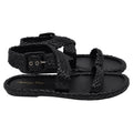 Women's Dior Woven Ocean Flat Thong Sandals in Black Raffia