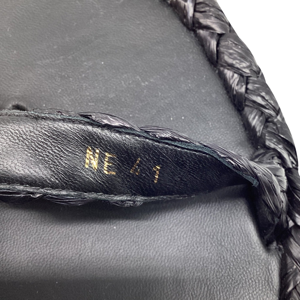 Women's Dior Woven Ocean Flat Thong Sandals in Black Raffia