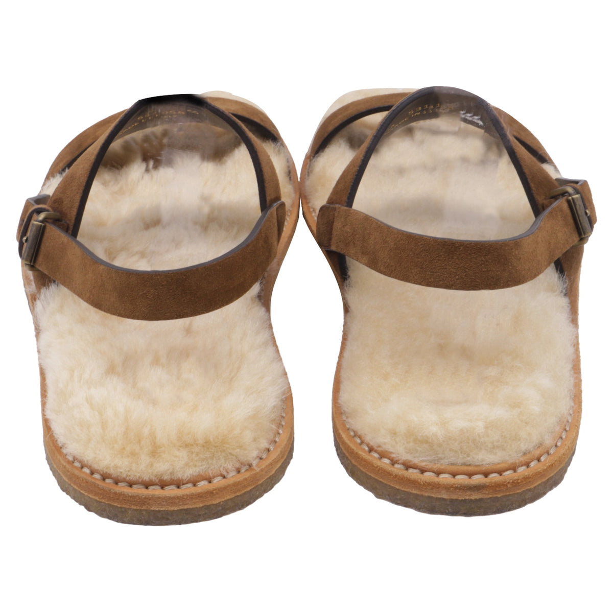 Women's Saint Laurent Shearling-Lined Slingback Strap Sandals in Brown Suede
