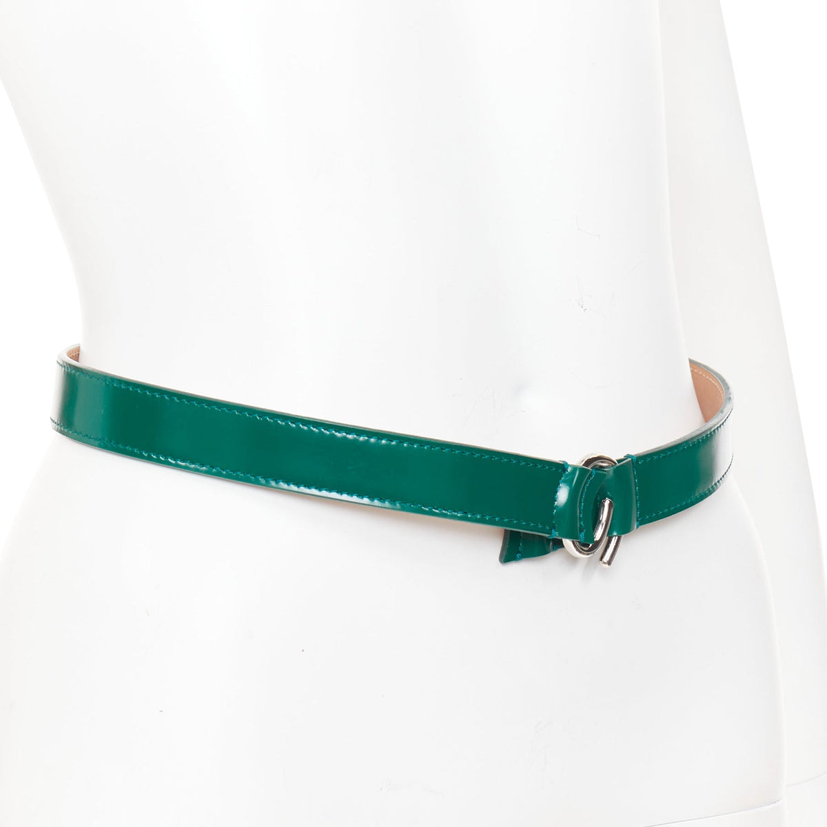 Alaia leather silver swirl loop hook skinny belt