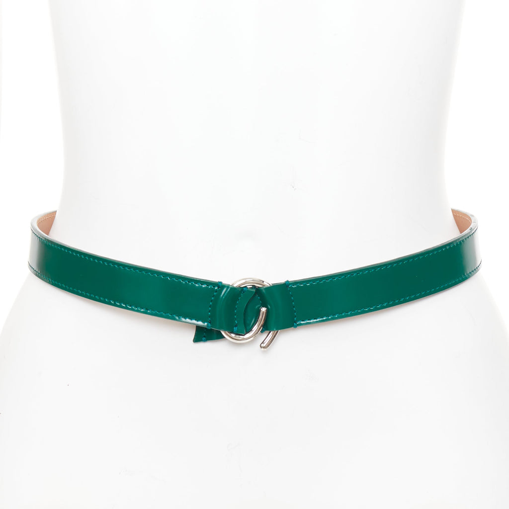 Alaia leather silver swirl loop hook skinny belt