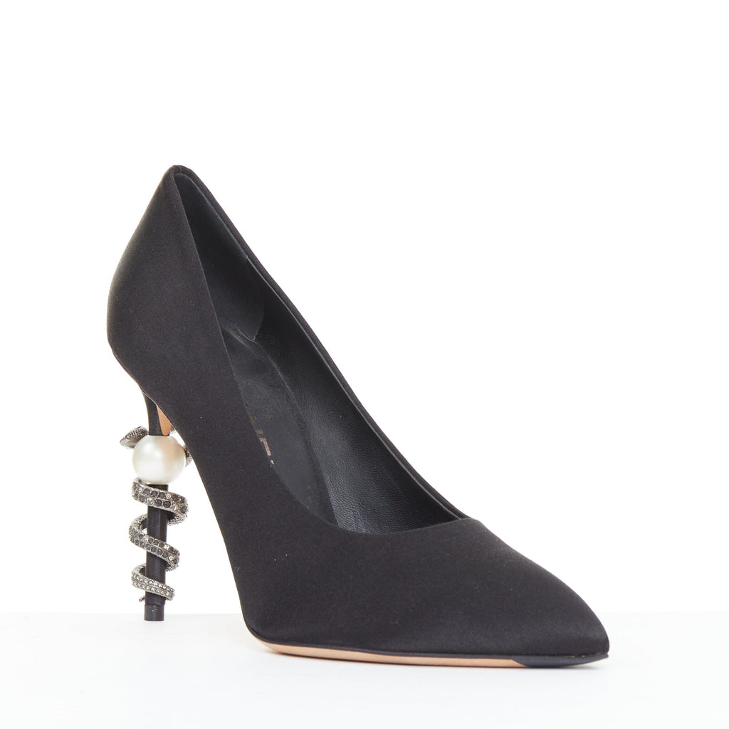Women's Chanel Serpent Pearl satin CC pearl snake heel pump