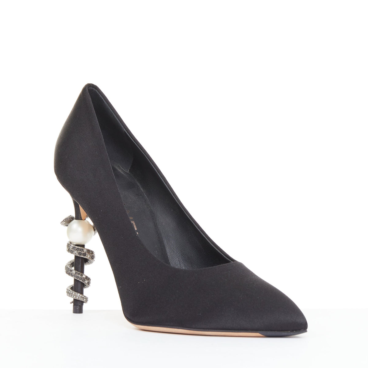 Women's Chanel Serpent Pearl satin CC pearl snake heel pump