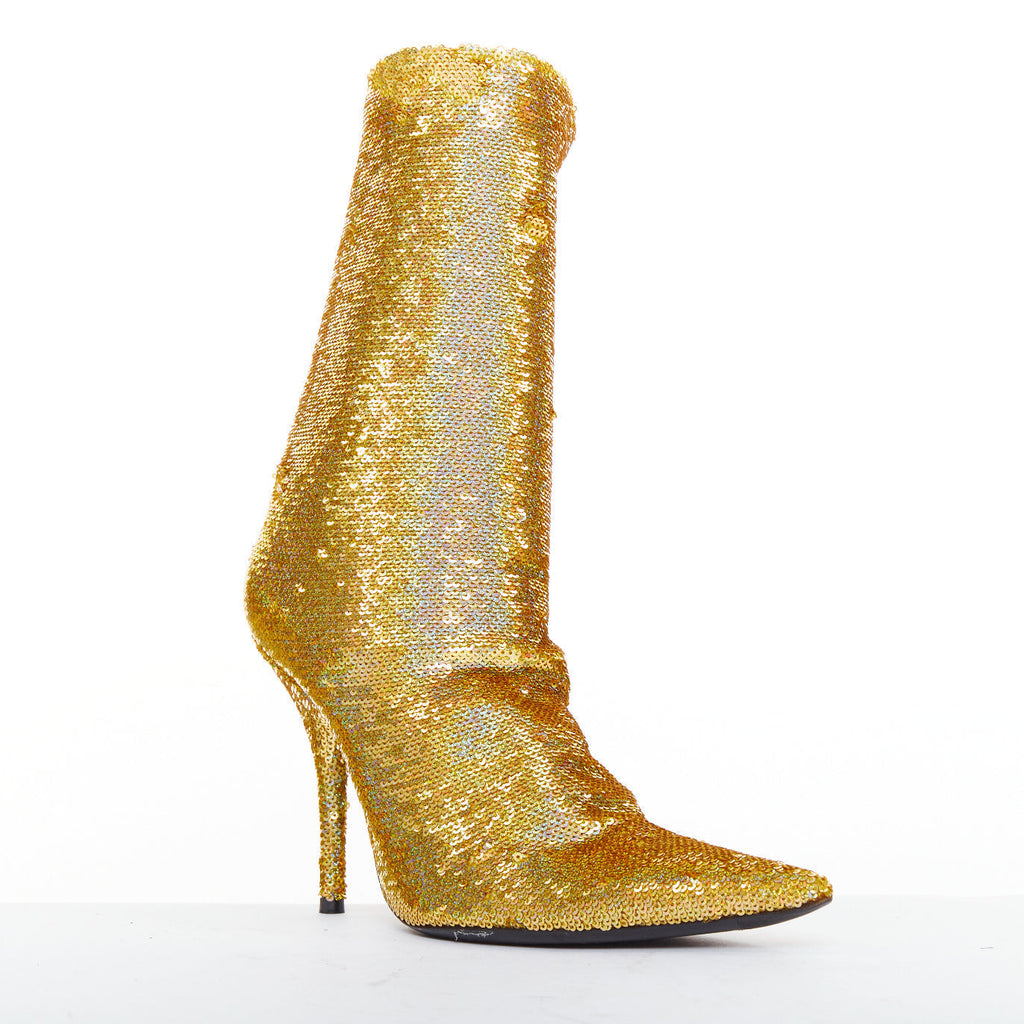 Women's Balenciaga Demna Knife sequins point toe sock boots