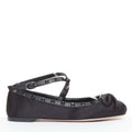 Women's Valentino Rockstud satin leather trim studded ballet flats