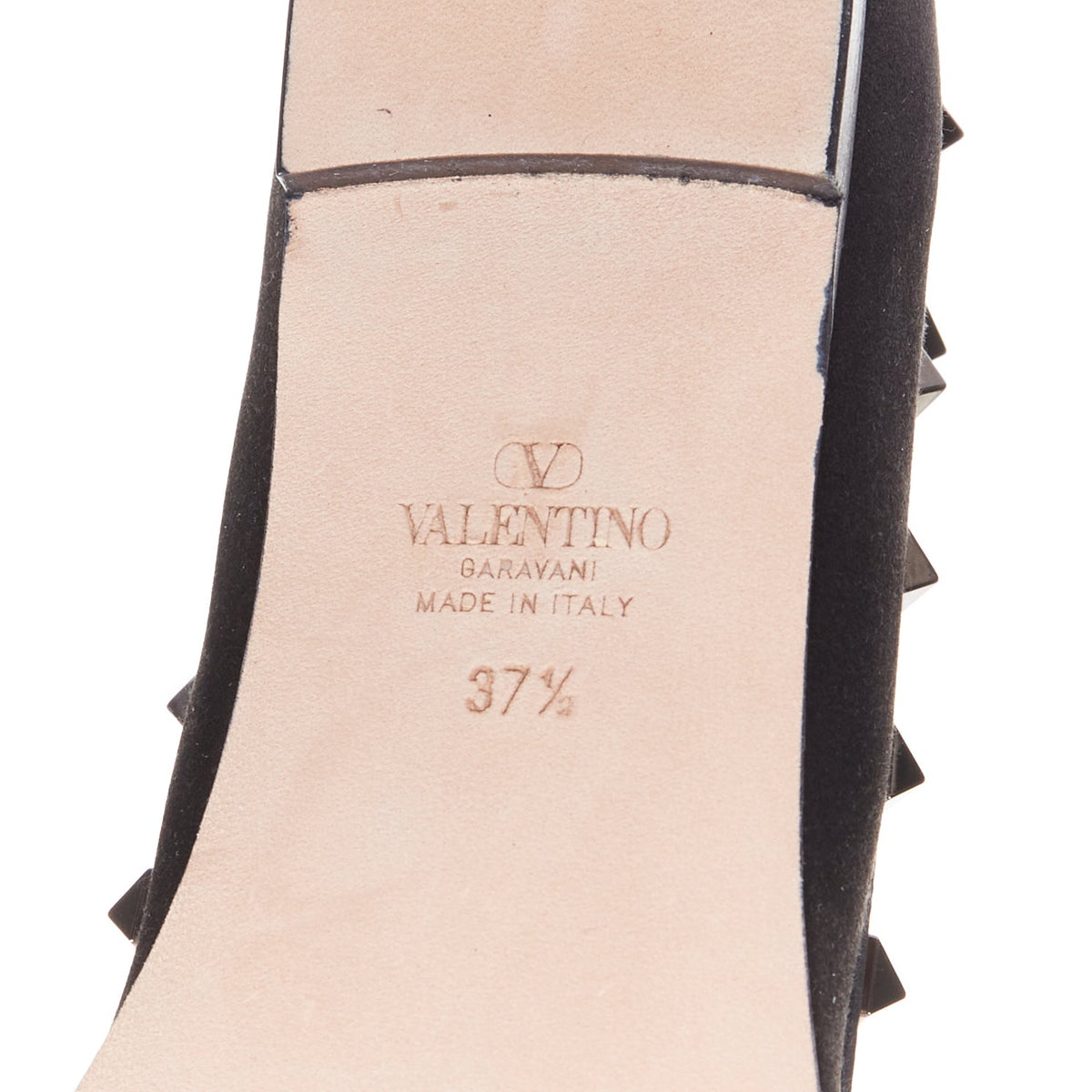Women's Valentino Rockstud satin leather trim studded ballet flats