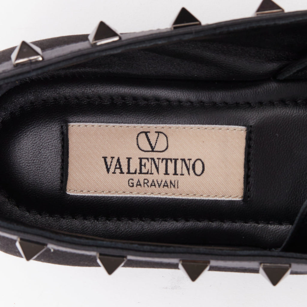 Women's Valentino Rockstud satin leather trim studded ballet flats