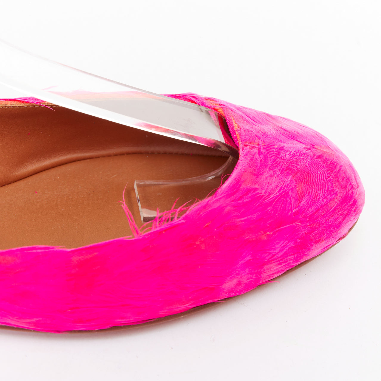 Women's Valentino feather leather ankle strap ballet flats