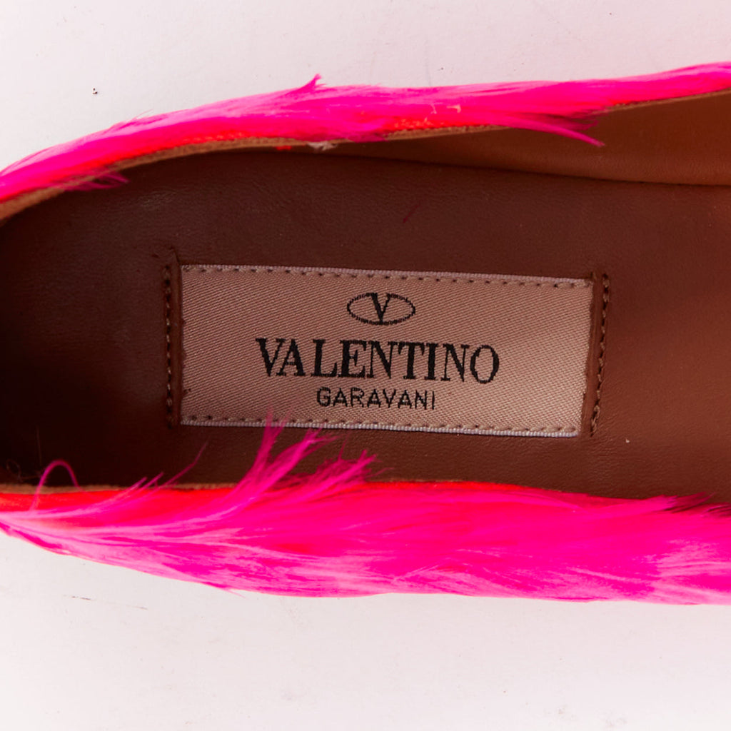 Women's Valentino feather leather ankle strap ballet flats