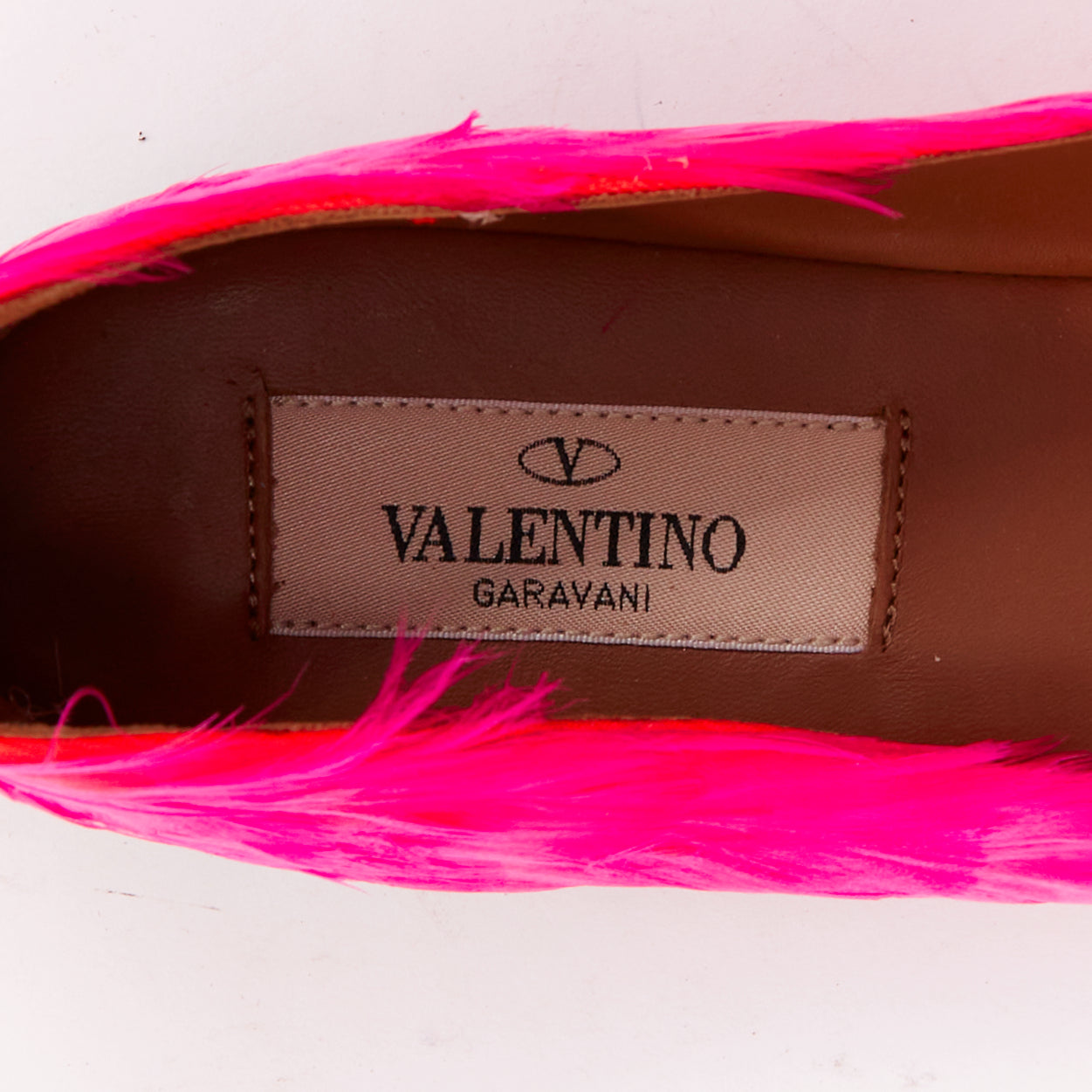 Women's Valentino feather leather ankle strap ballet flats