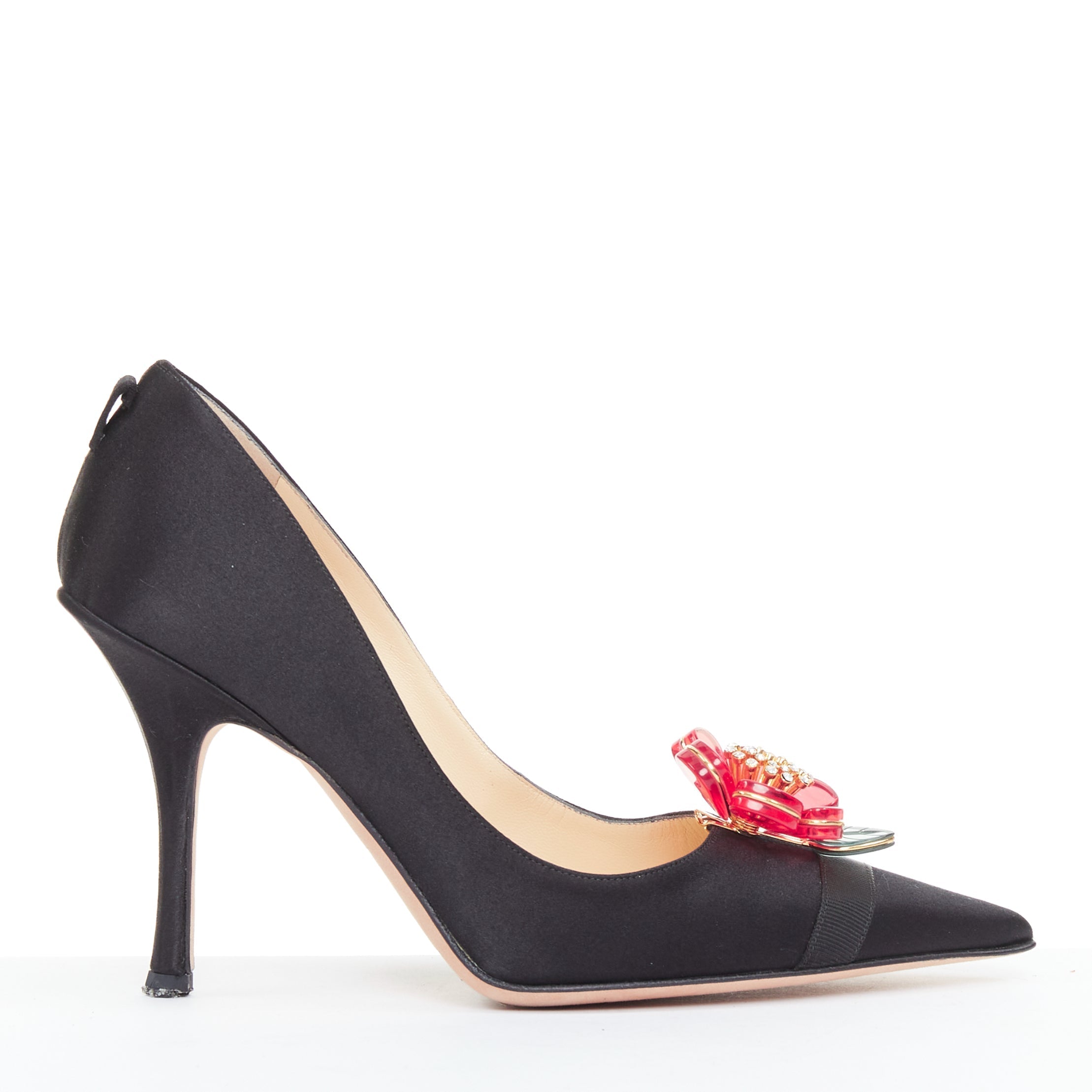 Women's Jimmy Choo Entice satin grosgrain flower brooch pumps