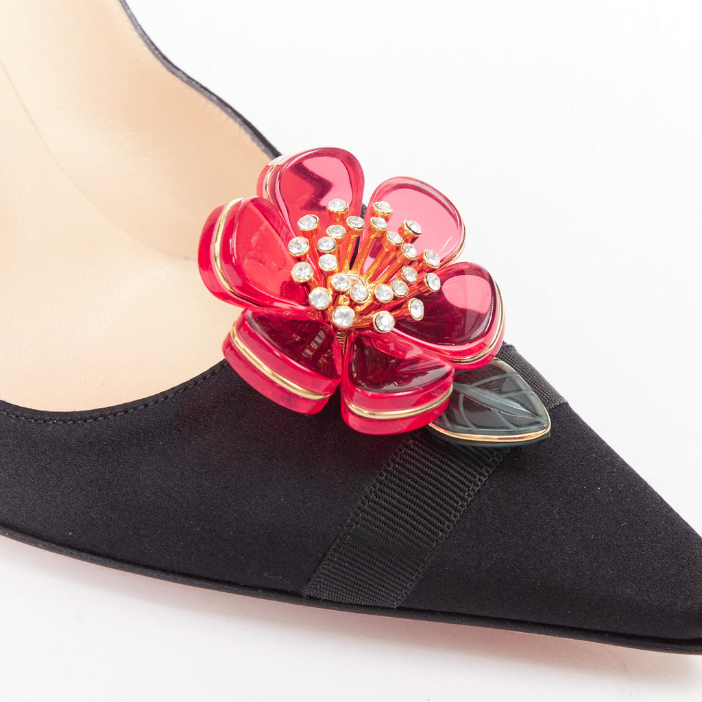 Women's Jimmy Choo Entice satin grosgrain flower brooch pumps