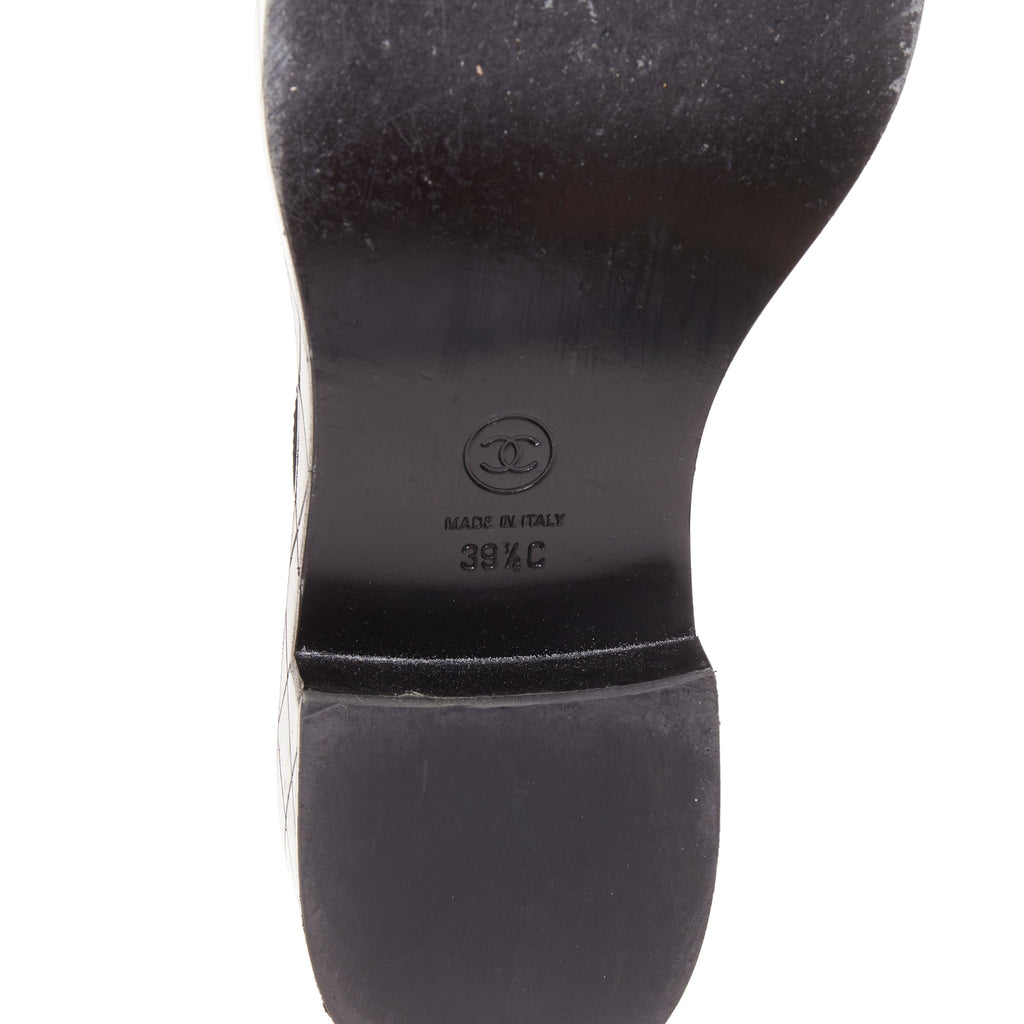 Women's Chanel Heart CC leather quilted platform penny loafers